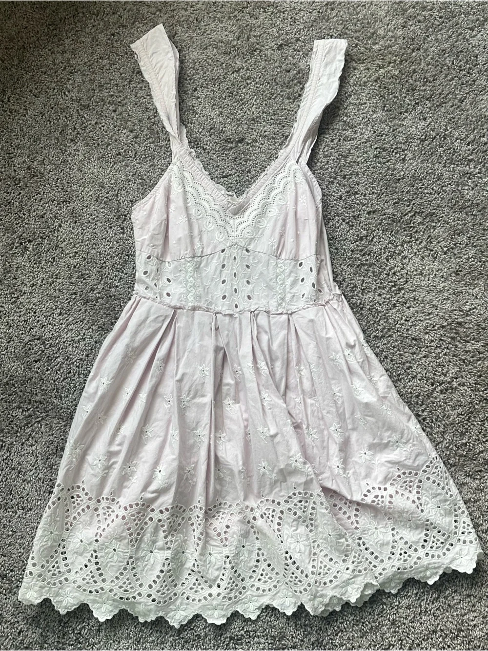 LoveShackFancy Pale Pink Eyelet Cotton Mini Dress - Picture 1 of 6